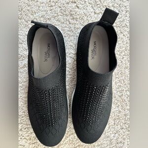 Morgan Taylor Black Knit Rhinestone Slip-On Shoes